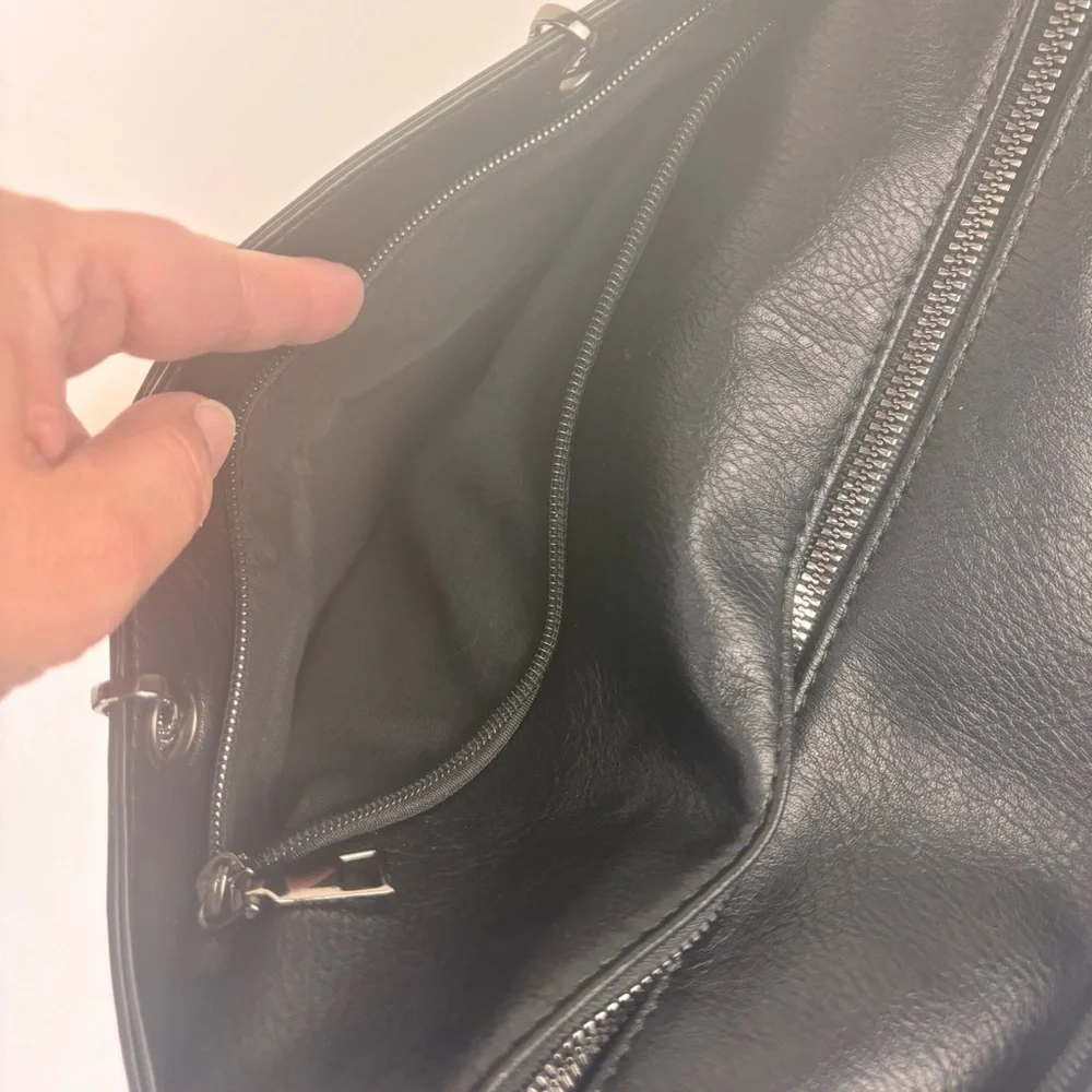 Sam & Hadley black laser cut satchel bag-EUC